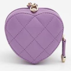 Chanel Purple Quilted Leather Heart Classic Coin Purse