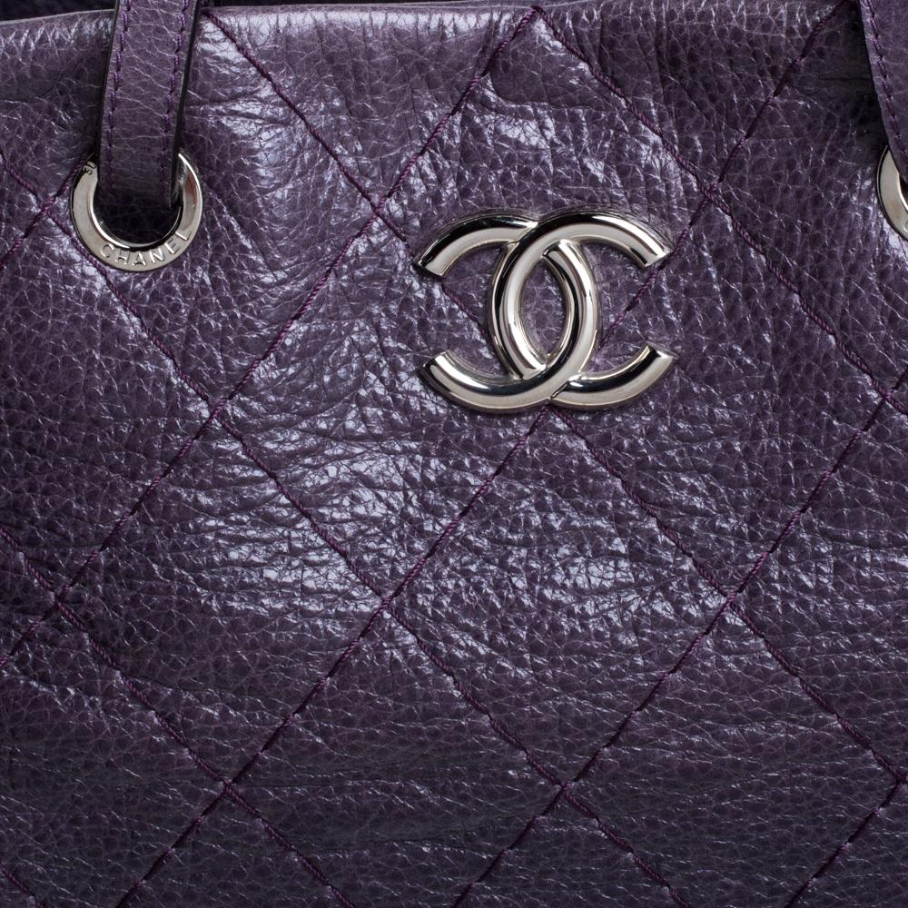 Chanel Purple Quilted Leather Large On the Road Tote 6