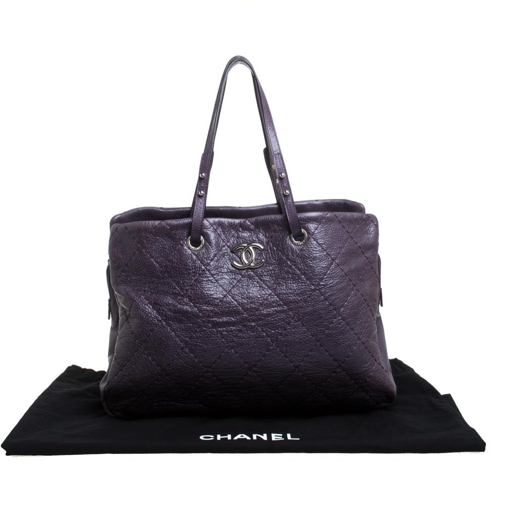 Chanel Purple Quilted Leather Large On the Road Tote 7