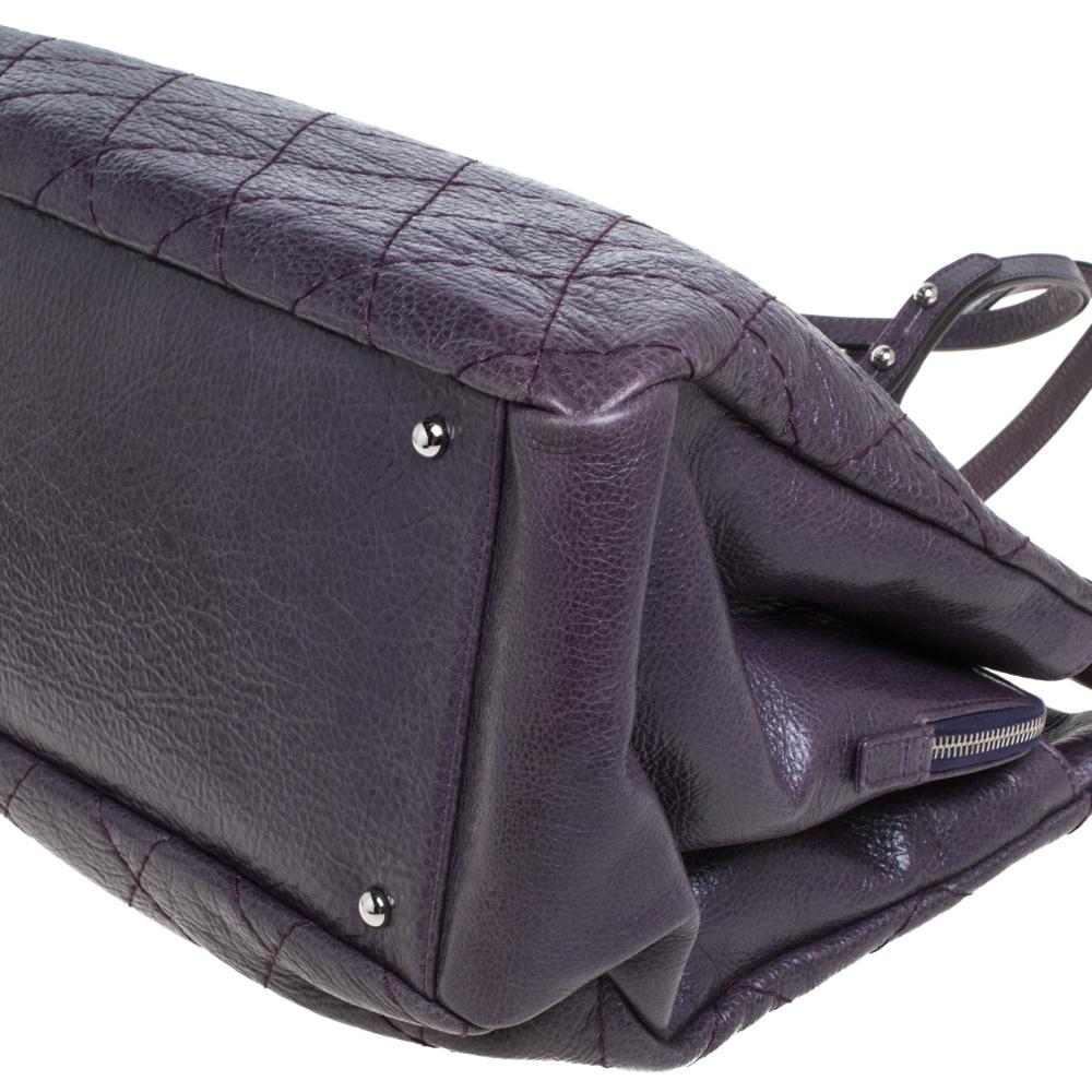 Chanel Purple Quilted Leather Large On the Road Tote 2