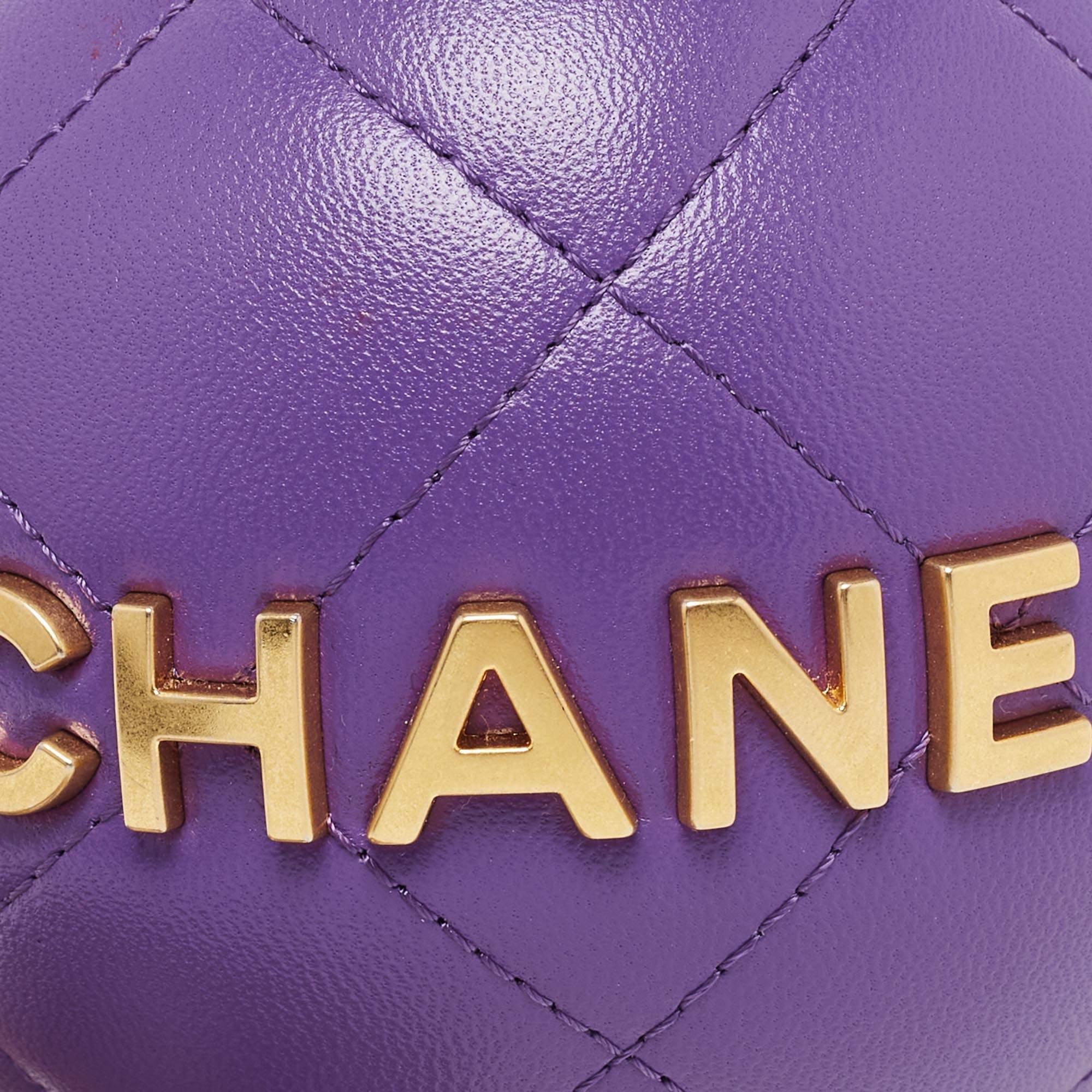 Chanel Purple Quilted Leather Paris-Le19M Coco Sphere Minaudiere Bag 8