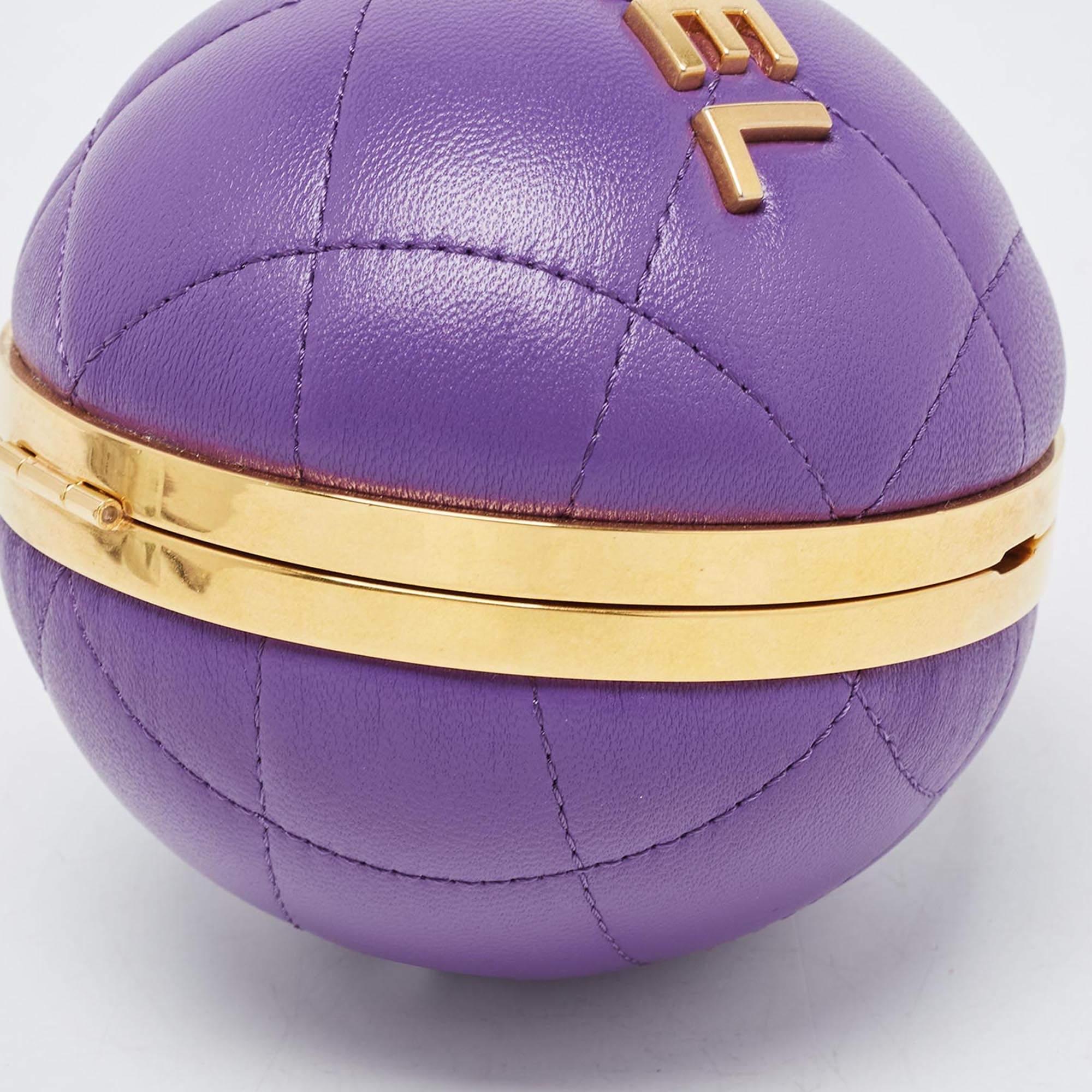 Women's Chanel Purple Quilted Leather Paris-Le19M Coco Sphere Minaudiere Bag