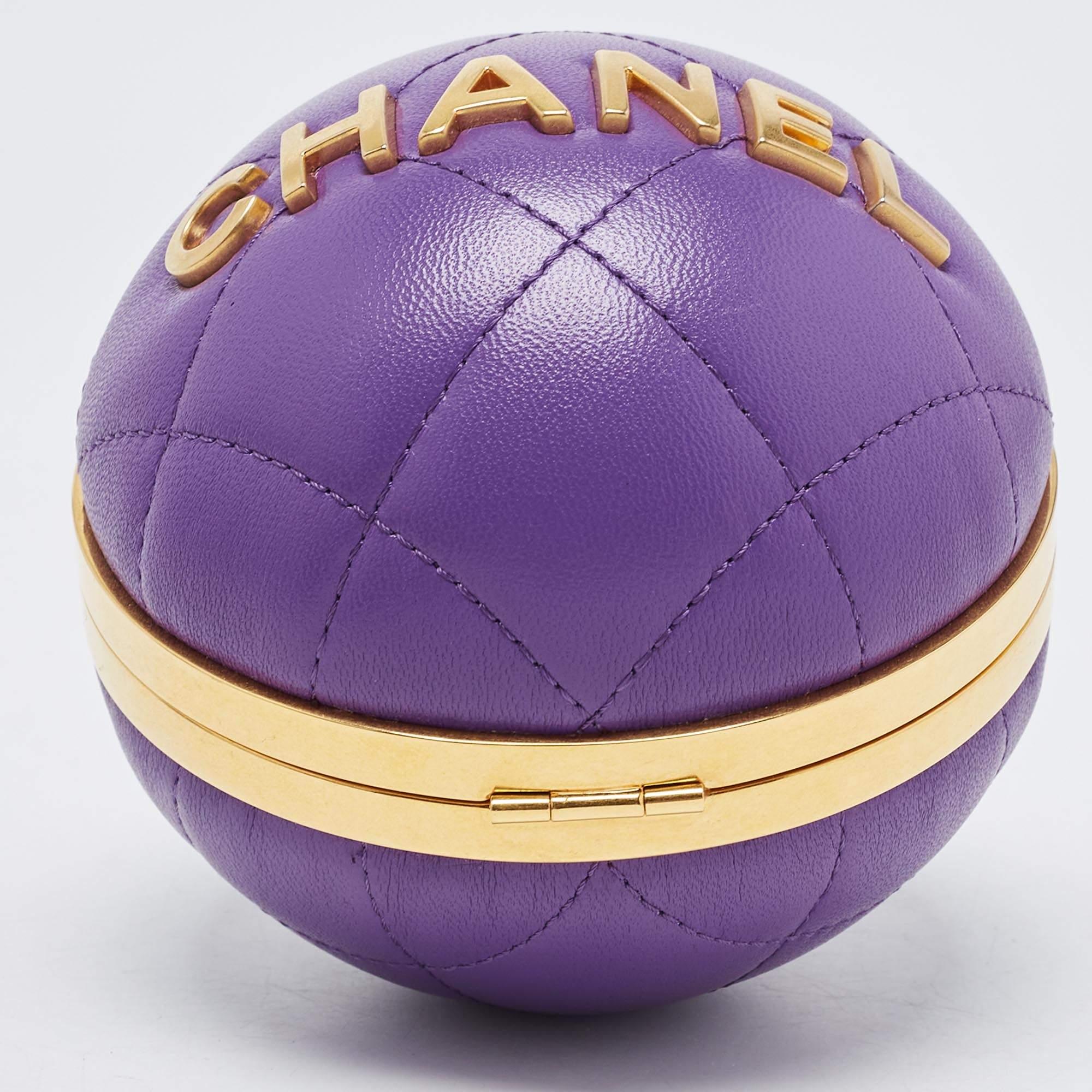 Chanel Purple Quilted Leather Paris-Le19M Coco Sphere Minaudiere Bag 2