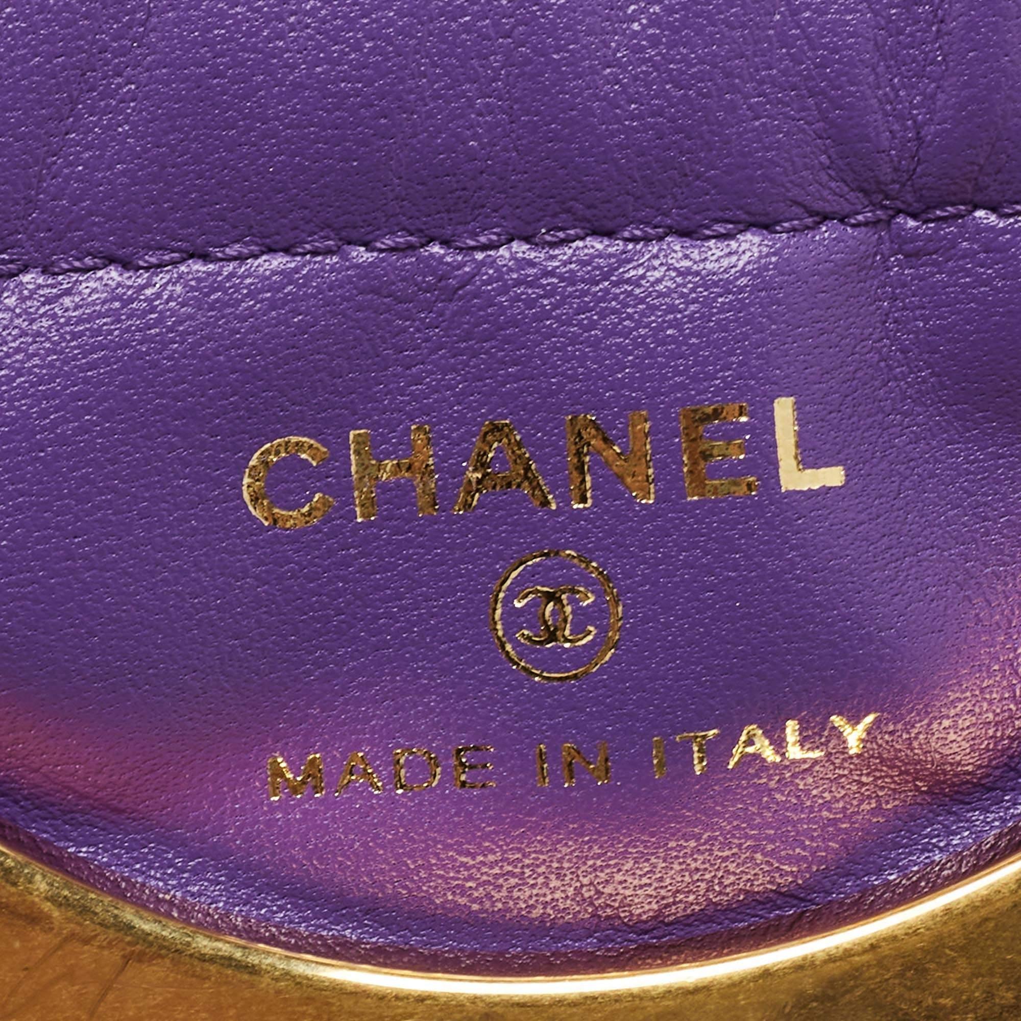 Chanel Purple Quilted Leather Paris-Le19M Coco Sphere Minaudiere Bag 4