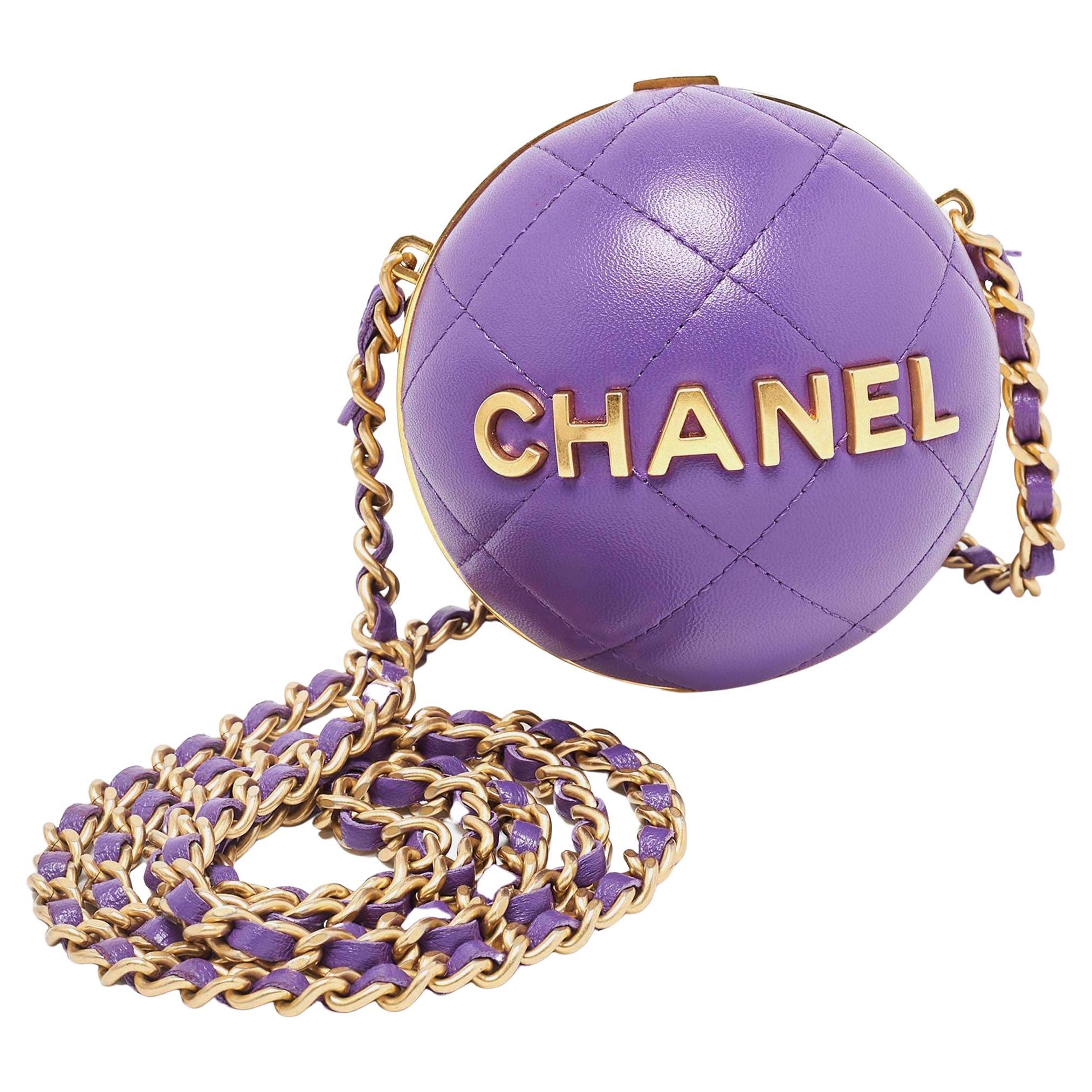 Chanel Purple Quilted Leather Paris-Le19M Coco Sphere Minaudiere Bag
