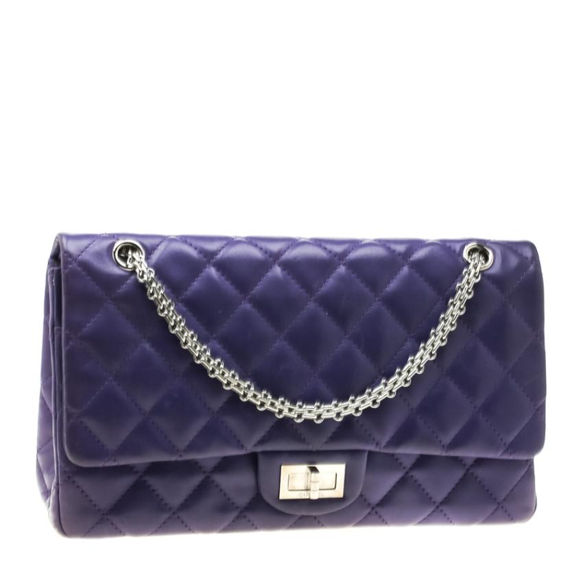 Women's Chanel Purple Quilted Leather Reissue 2.55 Classic 227 Flap Bag