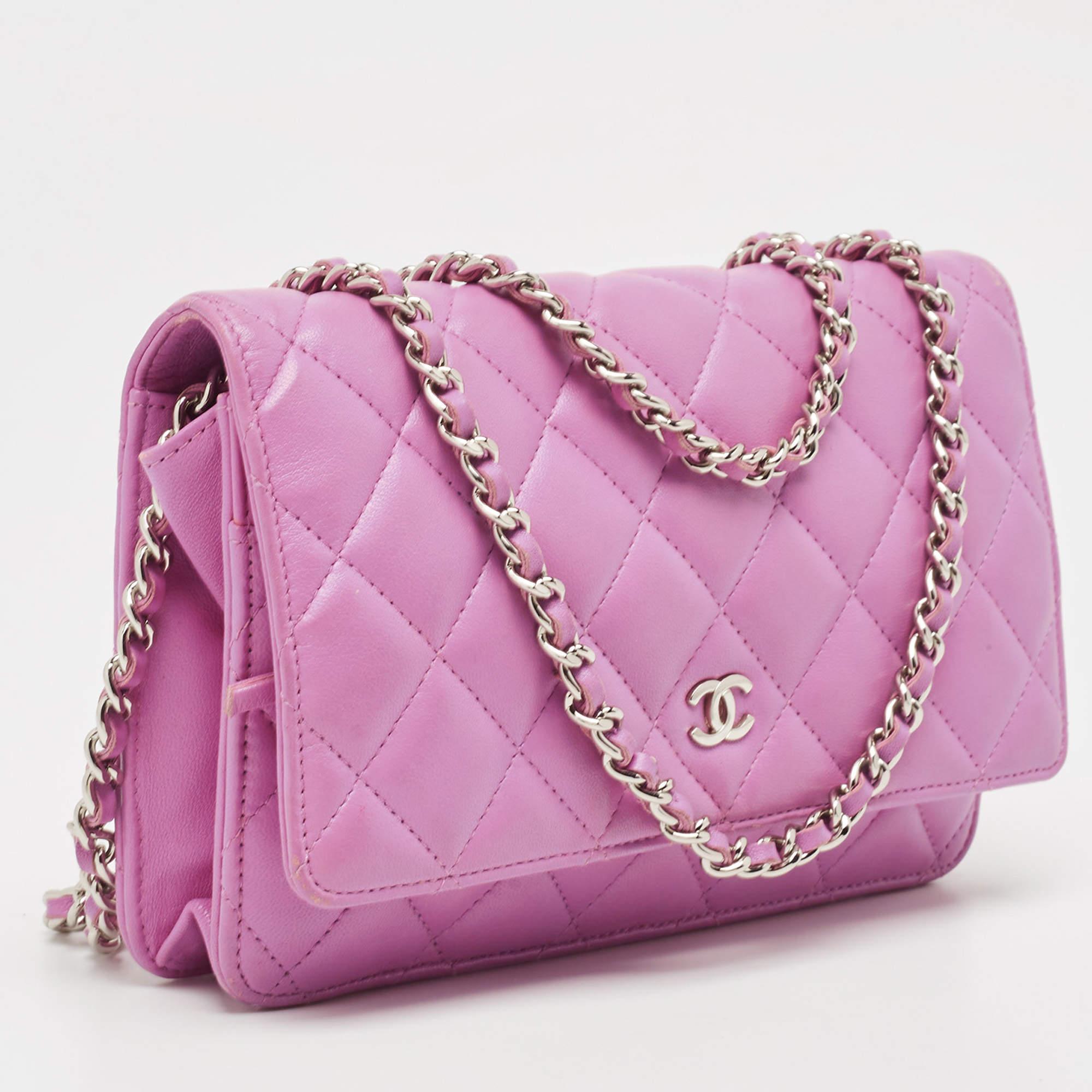 Chanel Purple Quilted Leather WOC Bag 6
