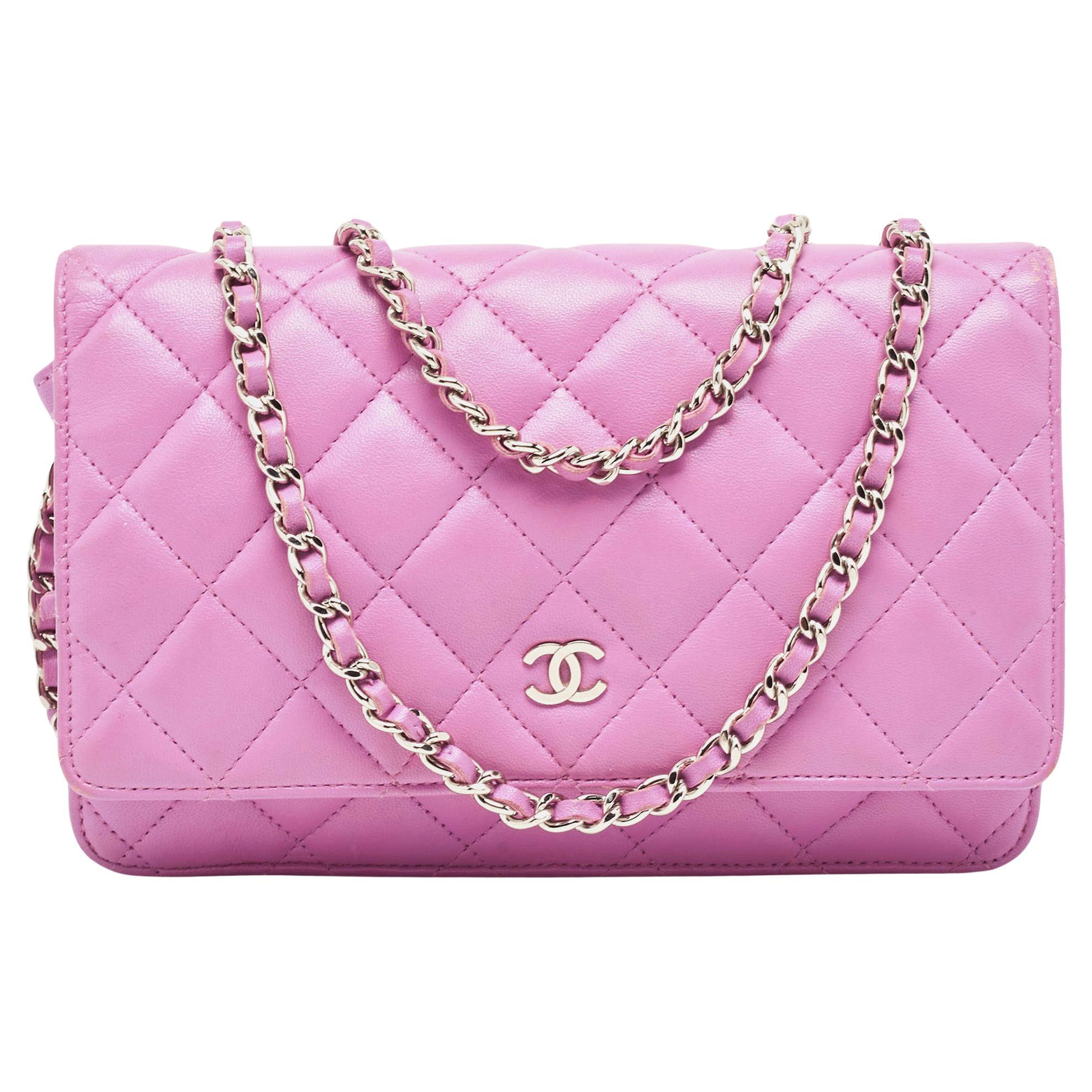 Chanel Purple Quilted Leather WOC Bag