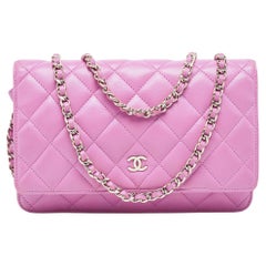 Chanel Purple Quilted Leather WOC Bag