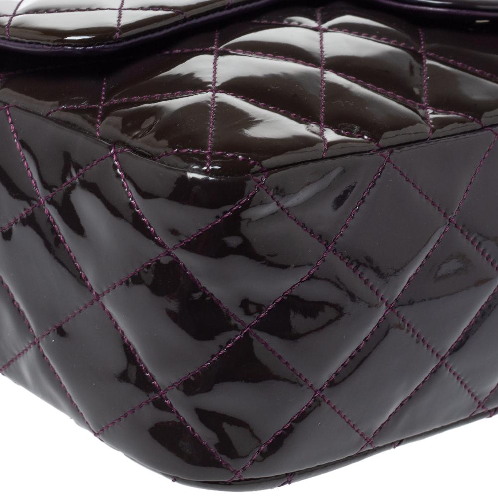Women's Chanel Purple Quilted Patent Leather Jumbo Classic Single Flap Bag