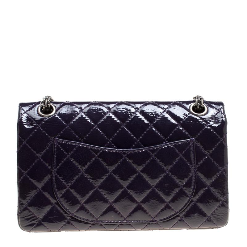 Chanel Purple Quilted Patent Leather Reissue 2.55 Classic 225 Flap Bag 7
