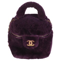 Chanel Purple Quilted Shearling Lambskin Small Vanity Case