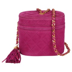 Chanel Purple Quilted Suede Vintage Timeless Fringe Shoulder Bag 