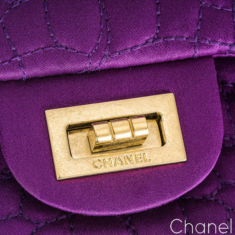 purple satin chanel bag