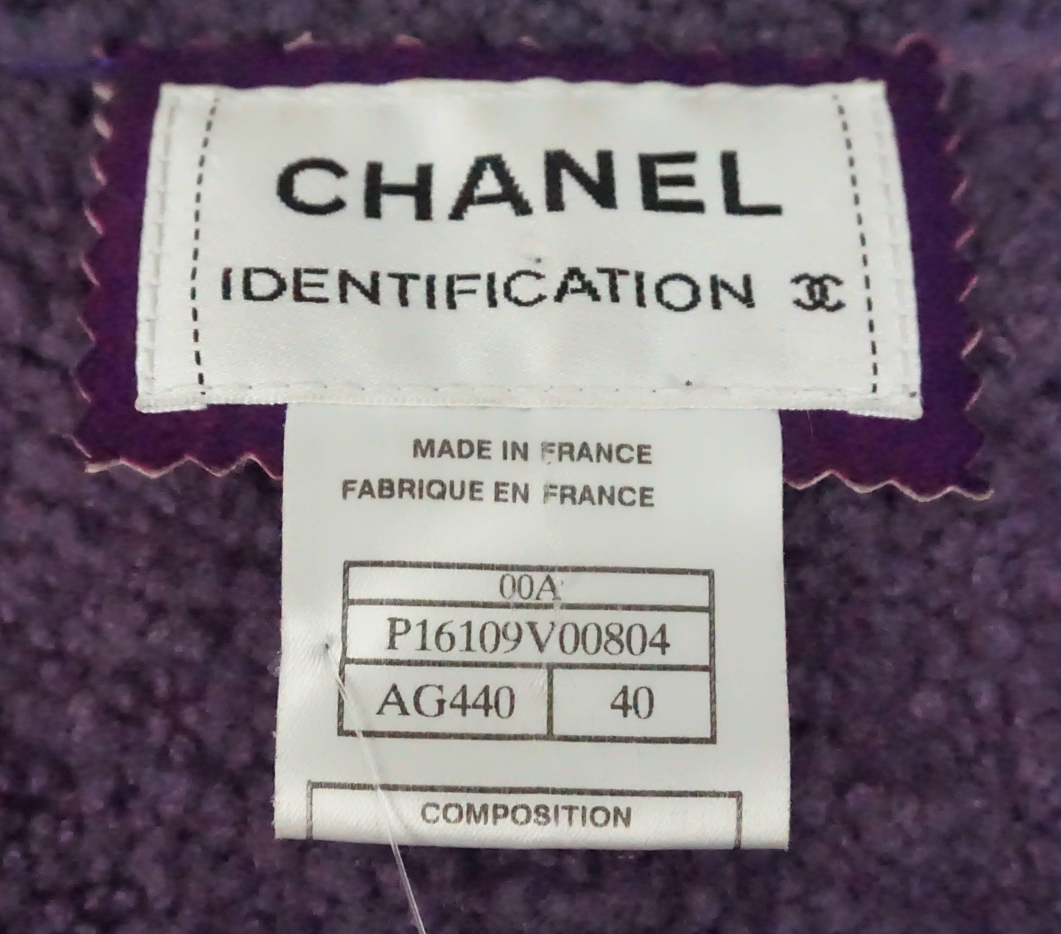 Chanel Purple Sherling Coat - 40 - 00A 4