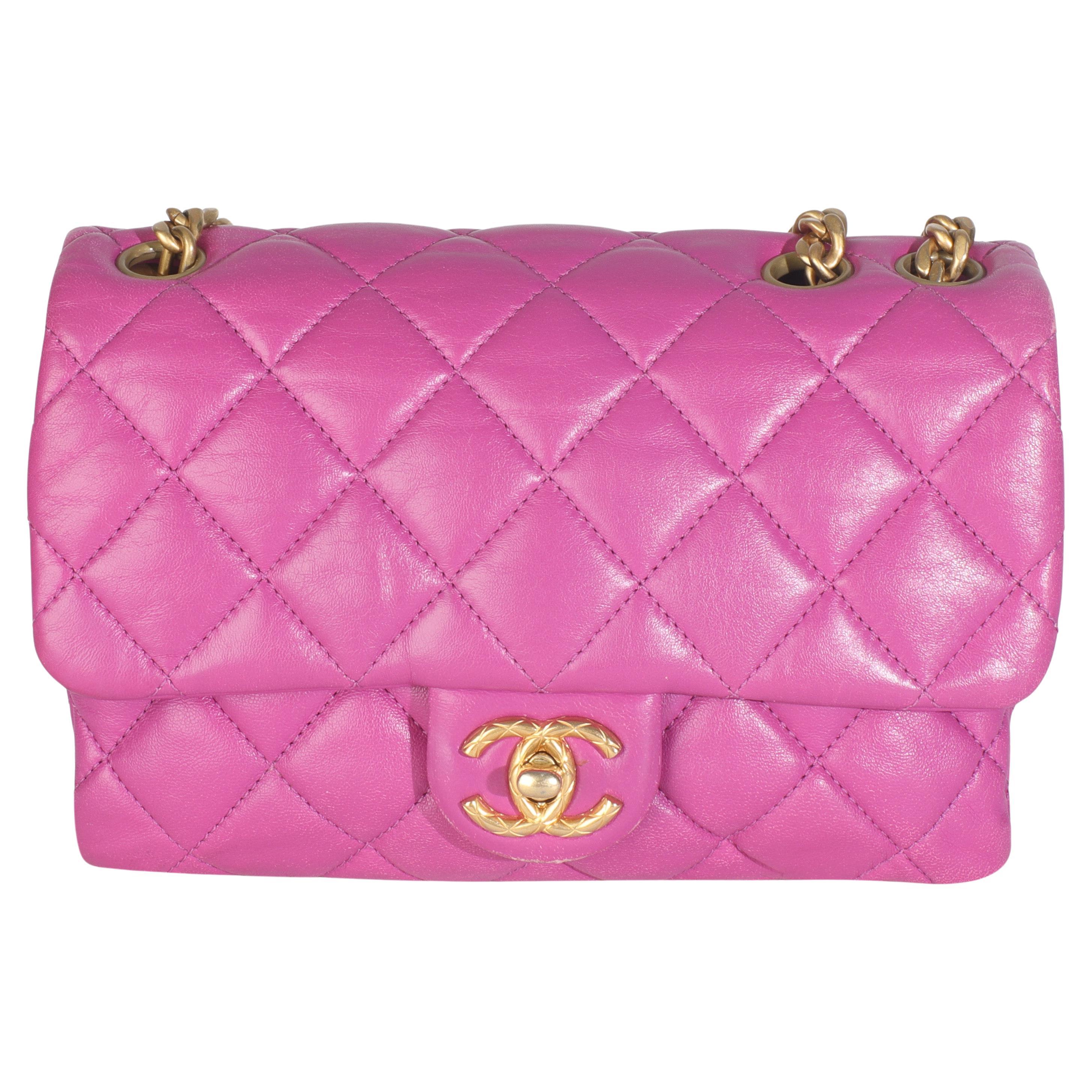 Chanel Purple Shiny Aged Quilted Calfskin Small Pillow Crush Flap Bag
