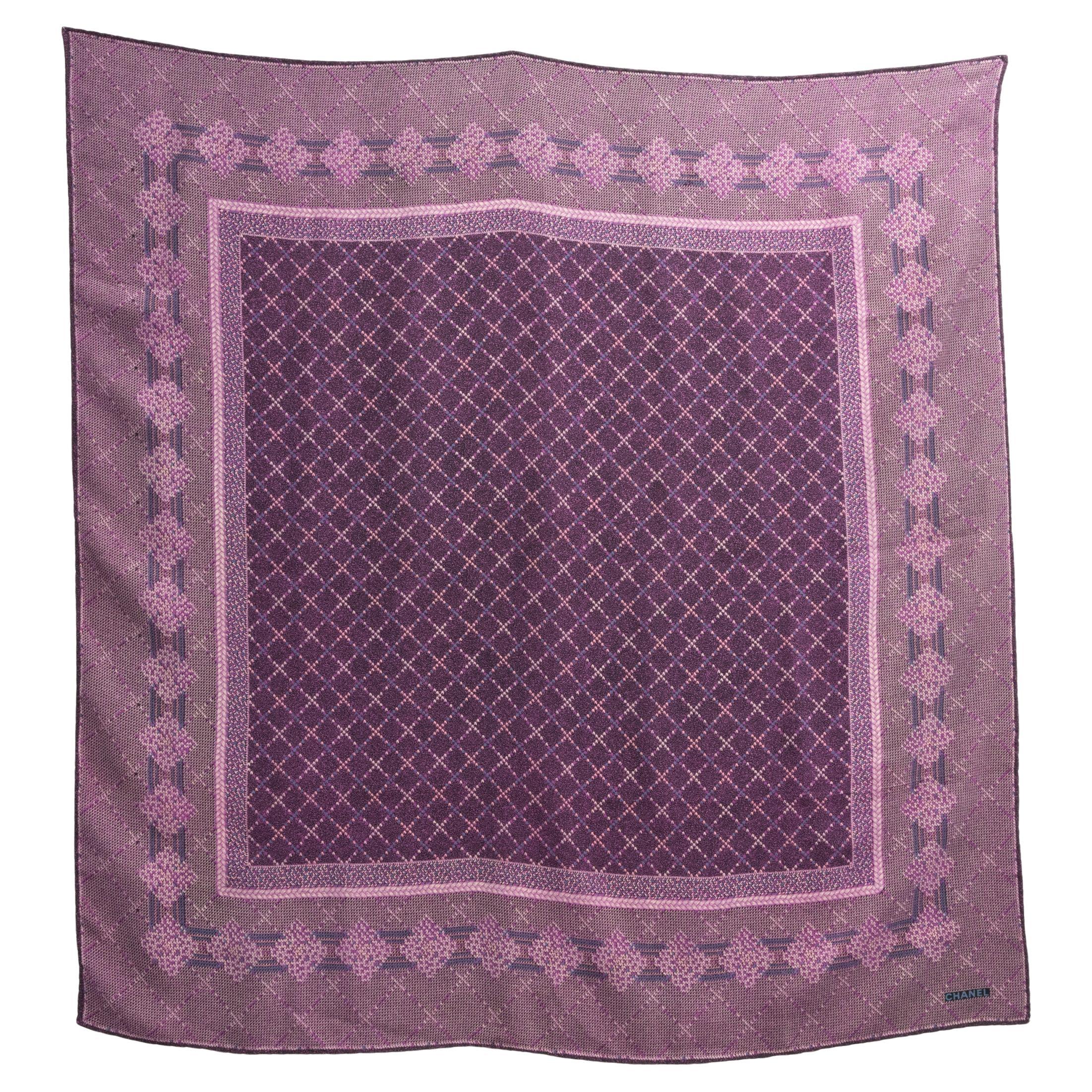 Chanel Purple Silk Scarf