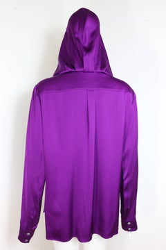 Chanel purple silk shirt with attachable hoodie
