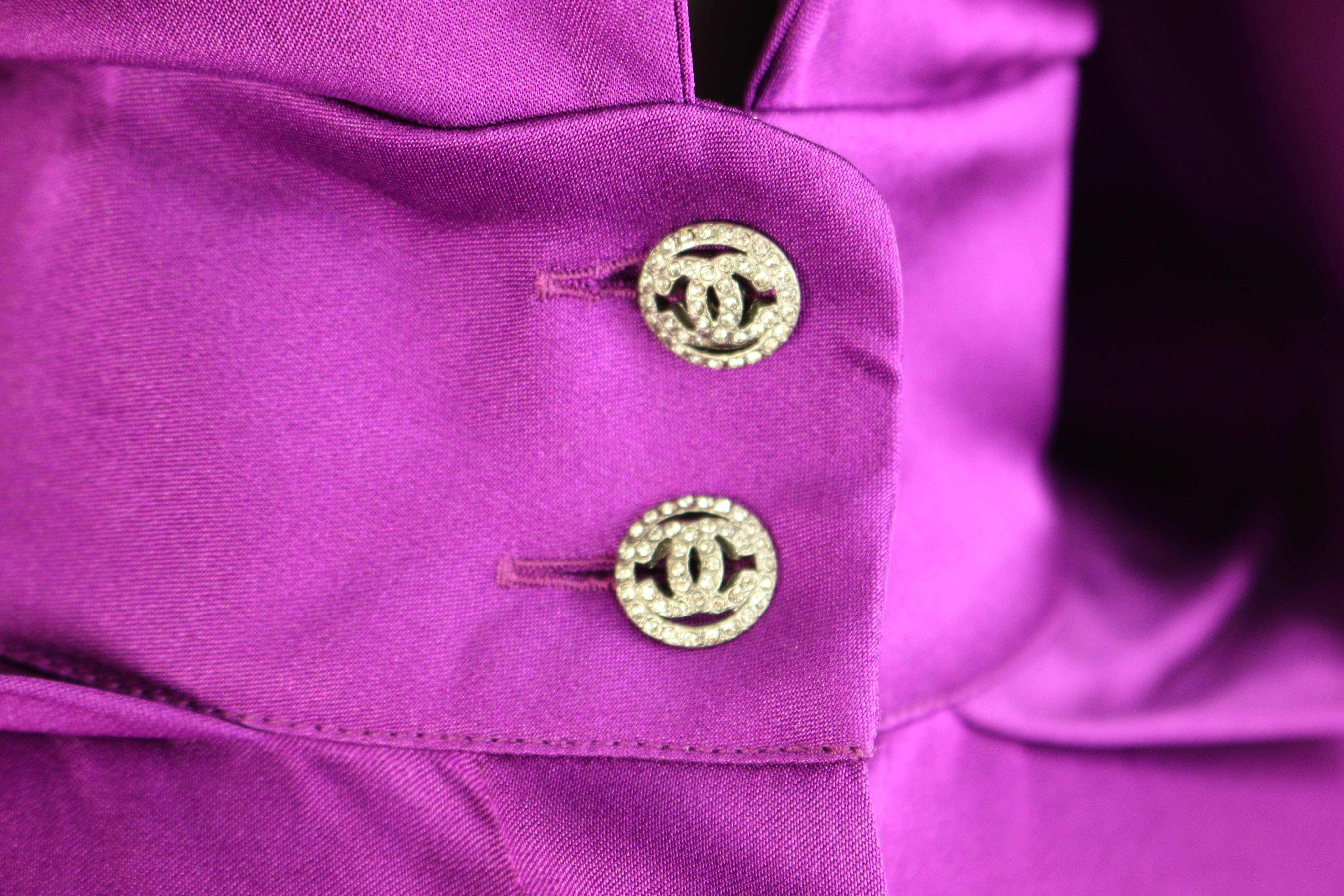 Women's or Men's Chanel Purple Silk Shirt With Attachable Hoodie  For Sale