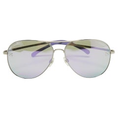 Chanel Purple/Silver Tone 4189TQ Mirrored Aviator Sunglasses