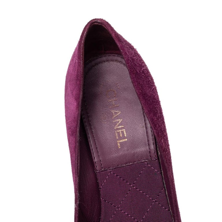 CHANEL, Shoes, Chanel Size 37 Purple Suede Block Heel Pumps