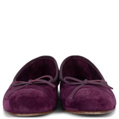 CHANEL purple suede QUILTED CLASSIC BALLET Flats Shoes 38.5 fit 38