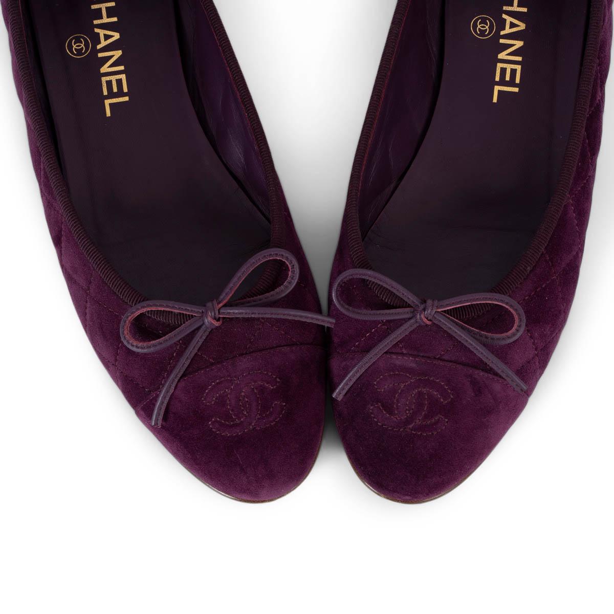CHANEL purple suede QUILTED CLASSIC BALLET Flats Shoes 38.5 fit 38 For Sale 2