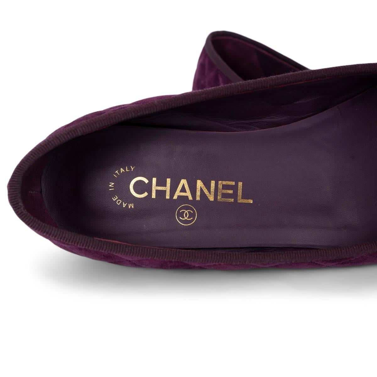 CHANEL lila Wildleder QUILTED CLASSIC BALLET Flats Schuhe 38,5 Größe 38 im Angebot 4