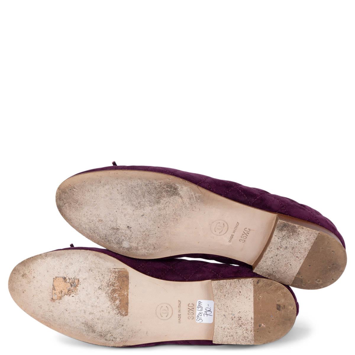 CHANEL purple suede QUILTED CLASSIC BALLET Flats Shoes 38.5 fit 38 For Sale 4