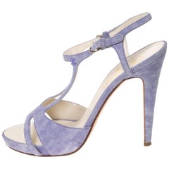 Chanel Purple Suede Strappy Sandals Size 40.5