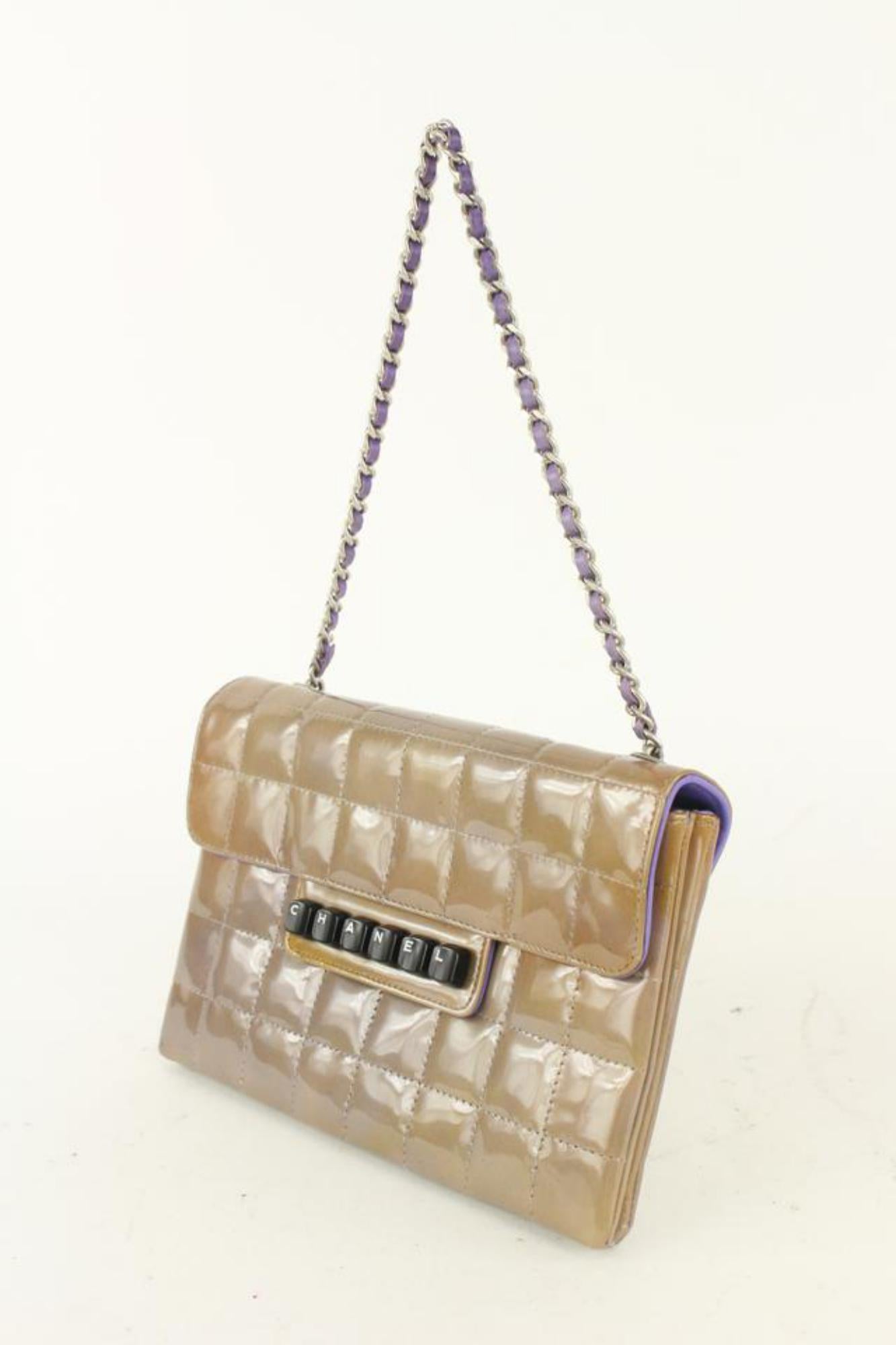 Chanel Purple-Taupe Chocolate Bar Quilted Keyboard Chain Flap 104c54 For Sale 5