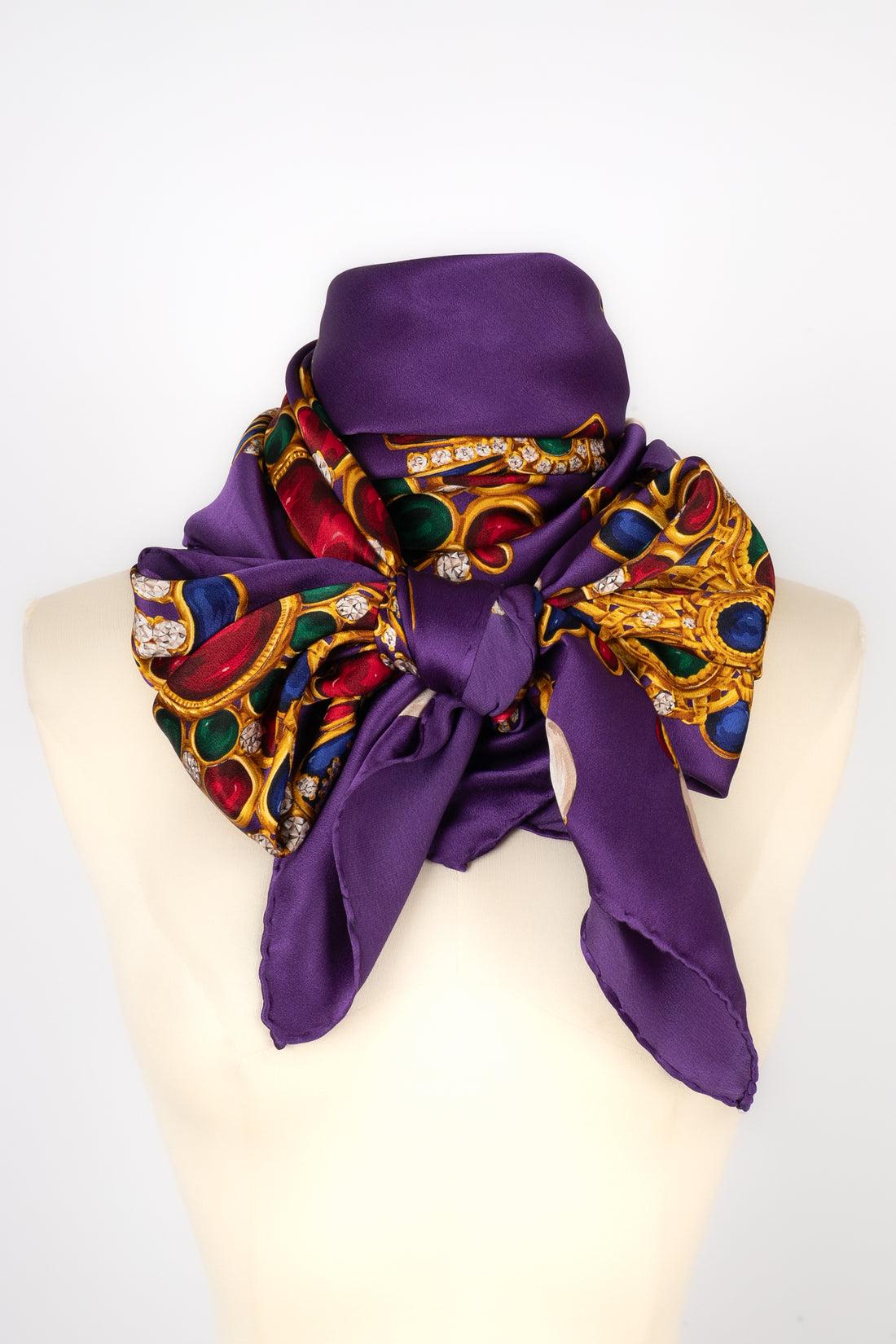 Black Chanel Purple Tone Silk Stole