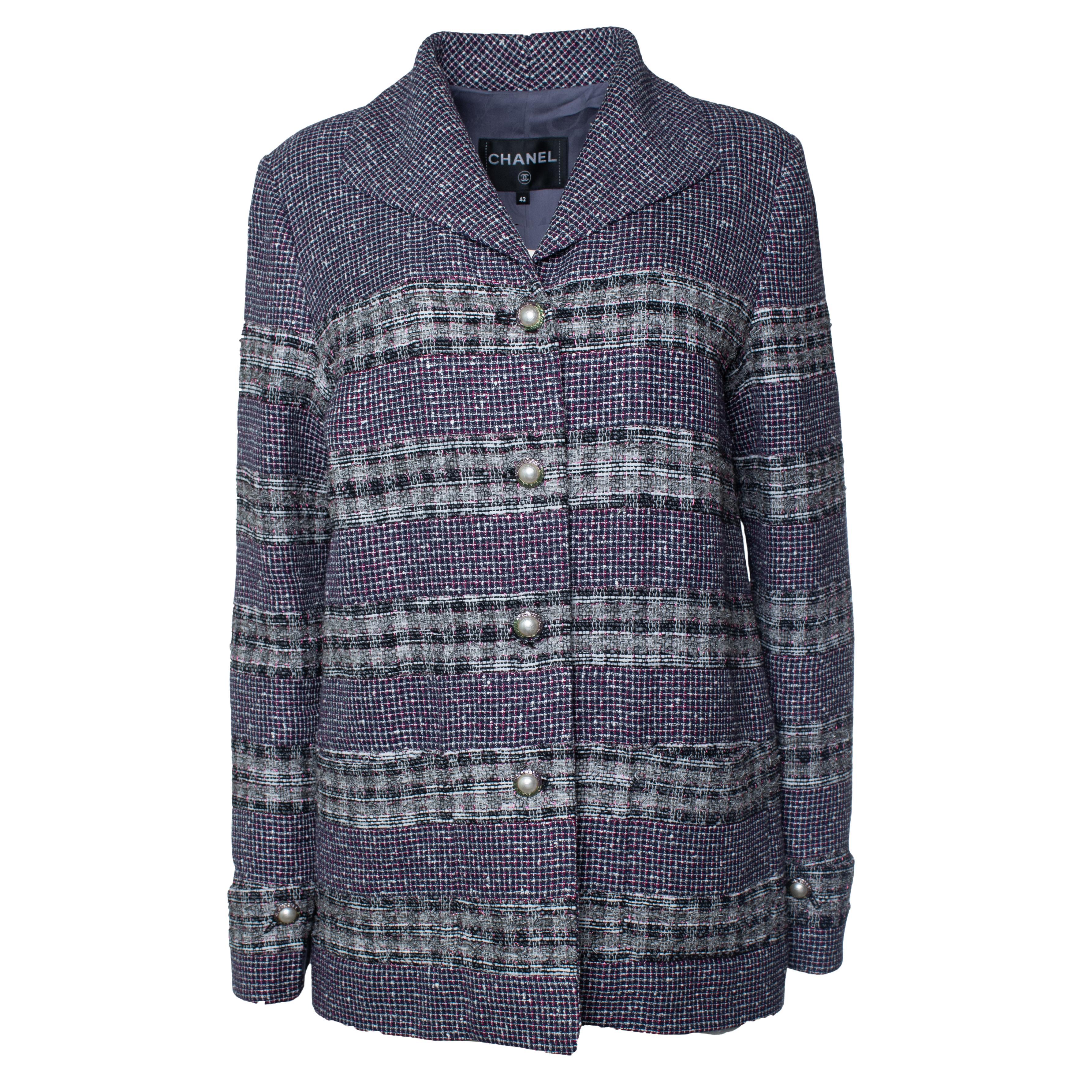 Chanel, purple tweed blazer with lurex For Sale
