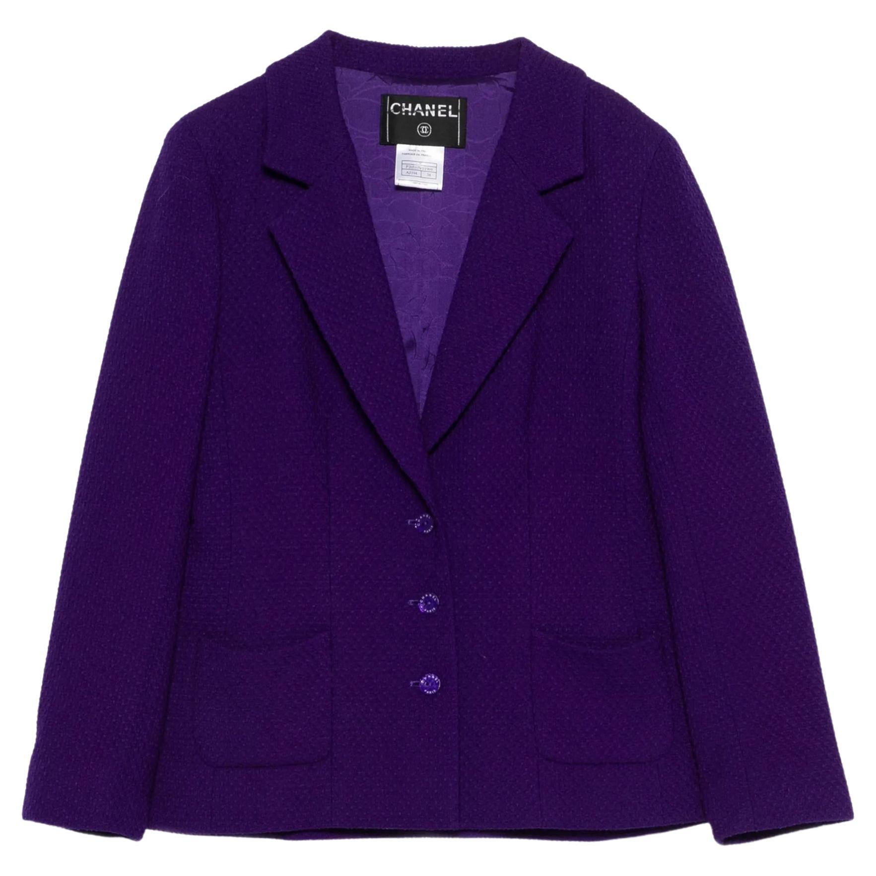 Chanel Purple Tweed Wool BlazerJacket