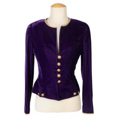 Chanel Purple Velvet Jacket Edged with Golden Braid, 1993