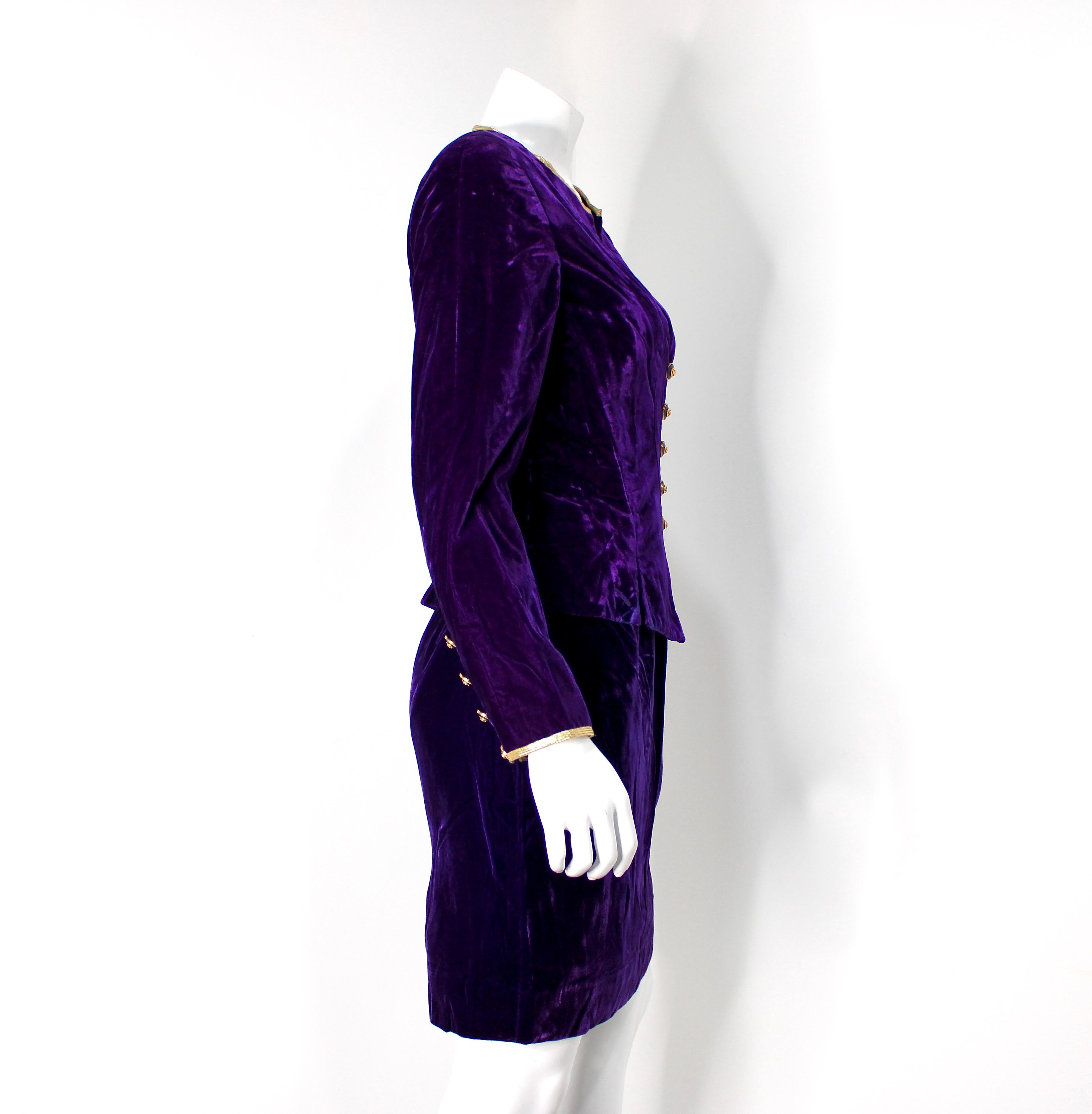 Chanel Purple Velvet Jacket & Skirt Set 1993A im Angebot 5
