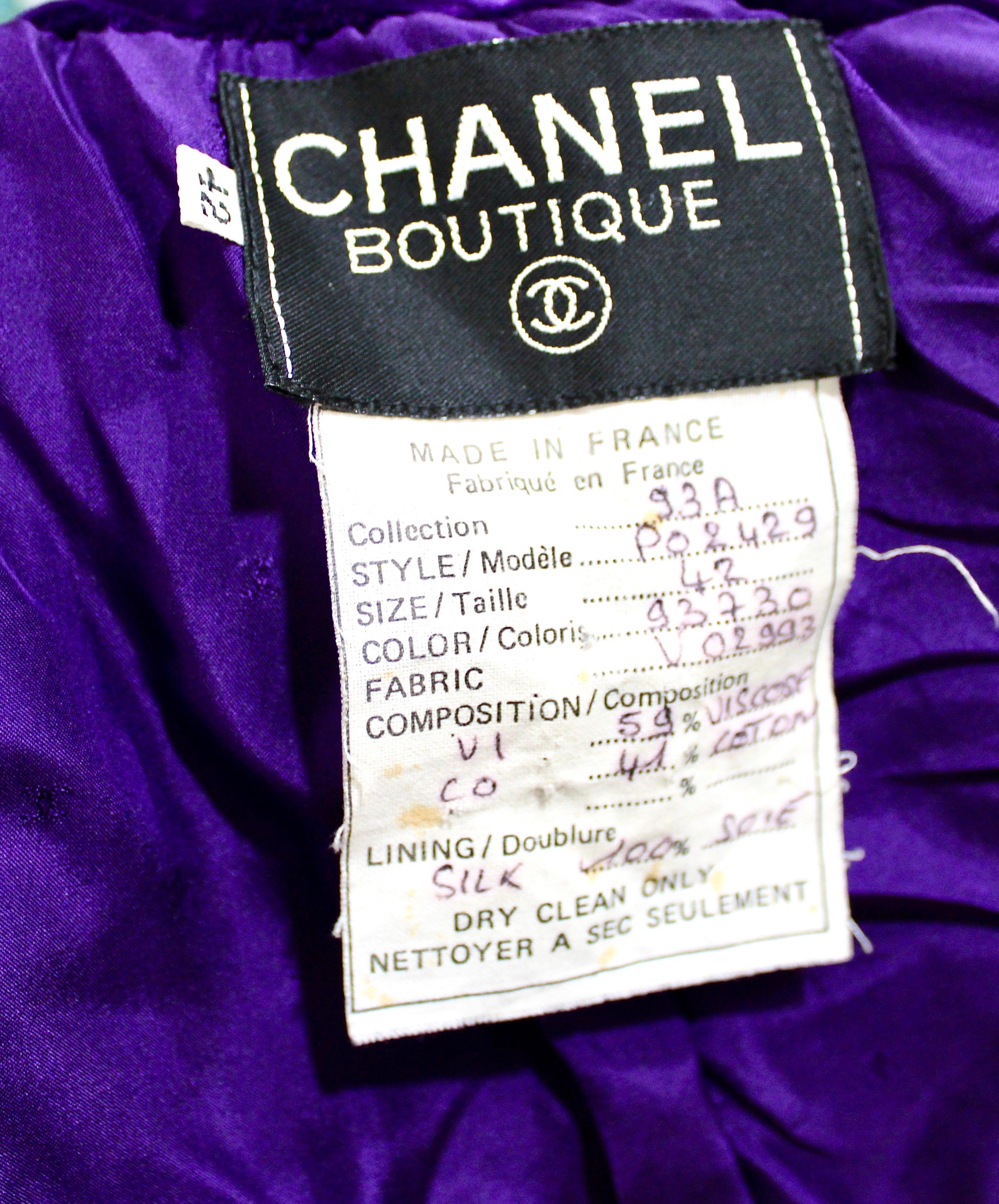 Chanel Purple Velvet Jacket & Skirt Set 1993A im Angebot 6