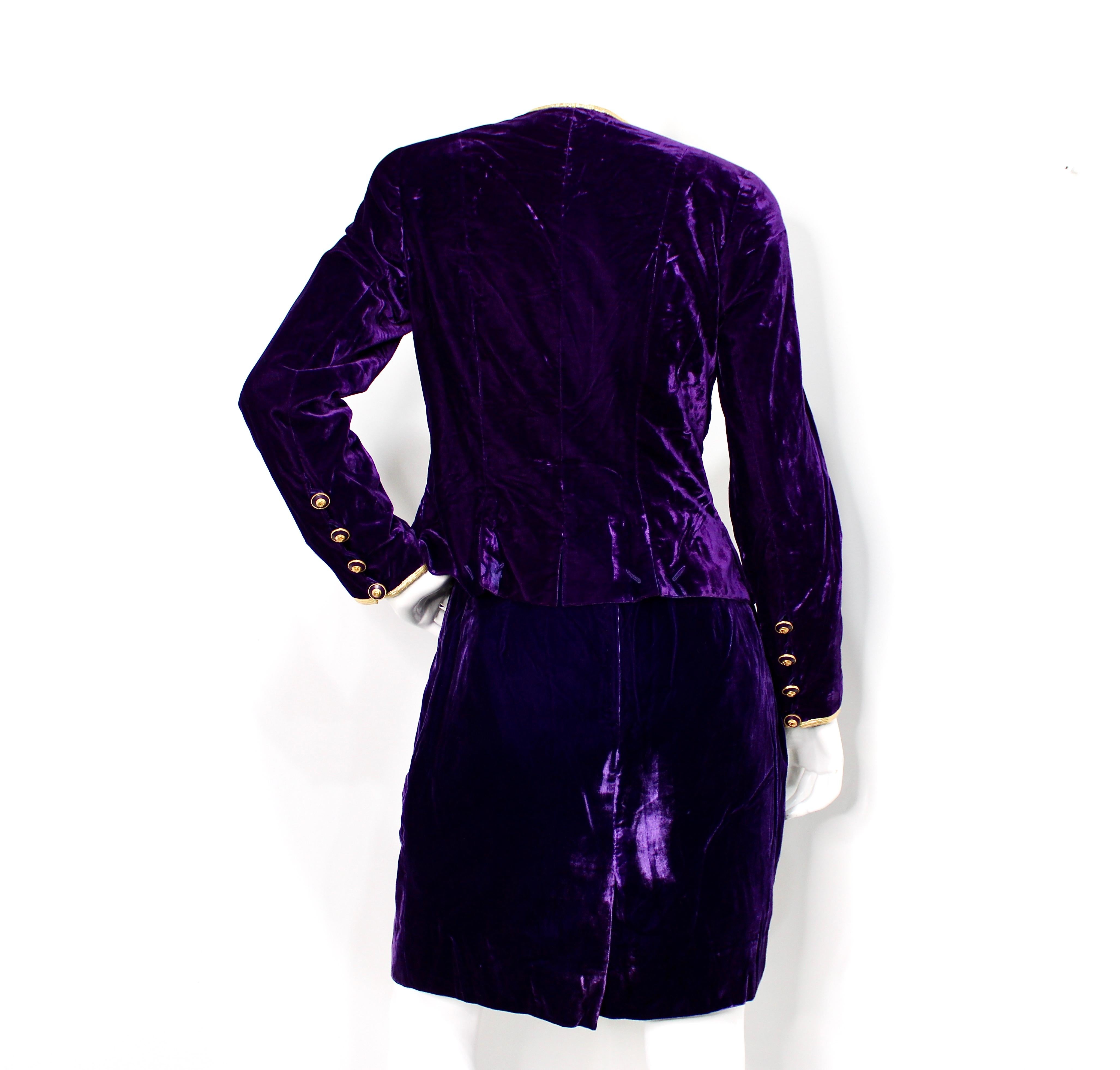 Chanel Purple Velvet Jacket & Skirt Set 1993A im Angebot 2