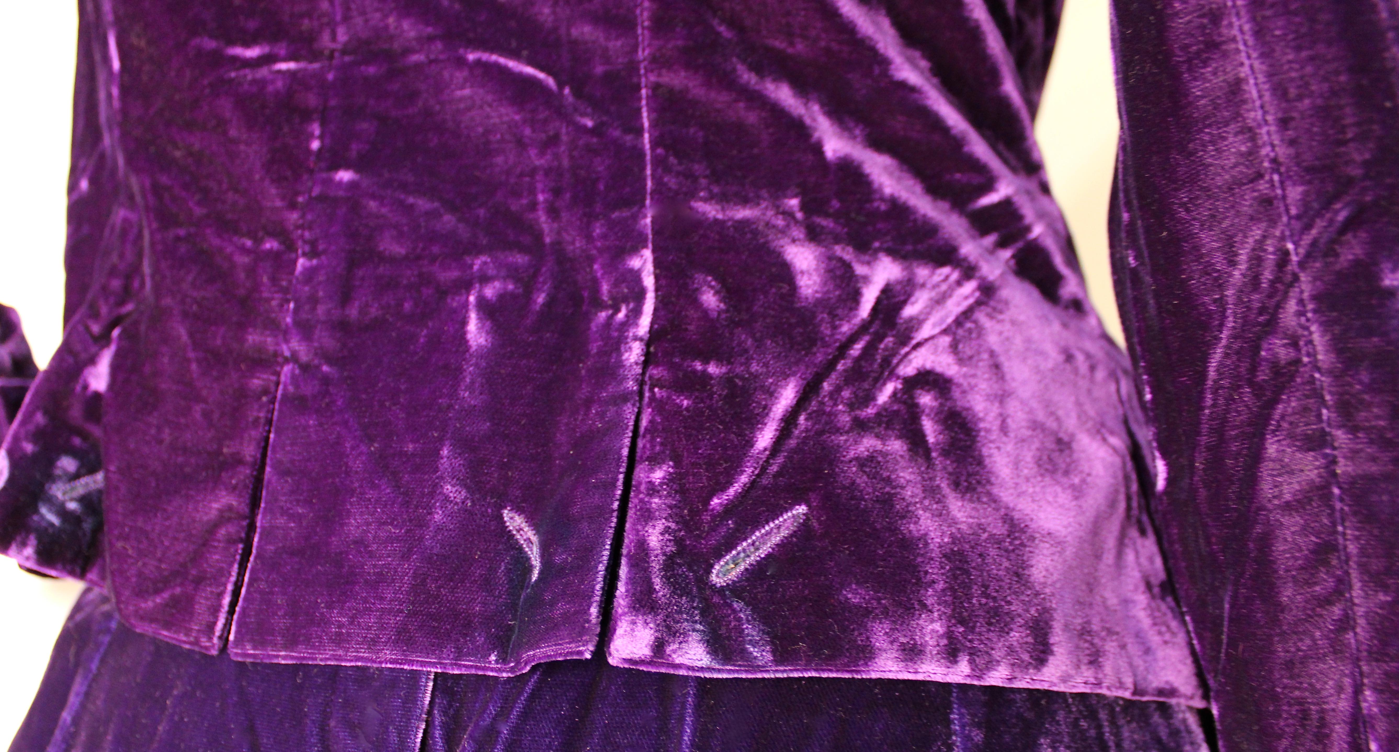 Chanel Purple Velvet Jacket & Skirt Set 1993A im Angebot 4