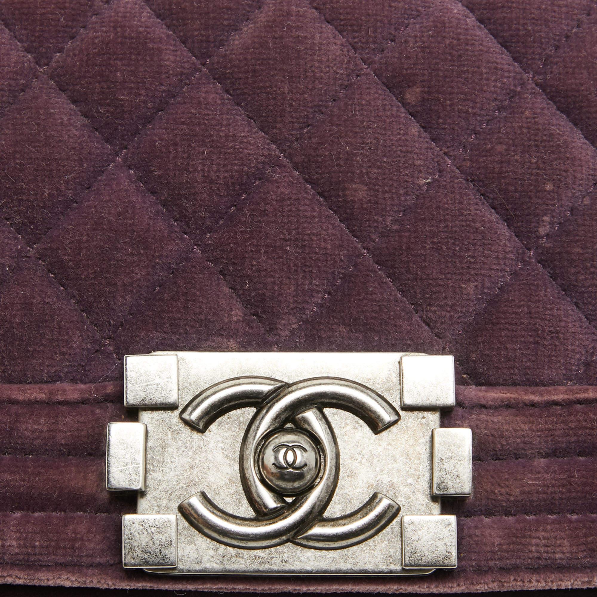 Chanel Purple Velvet Small Boy Bag For Sale 6