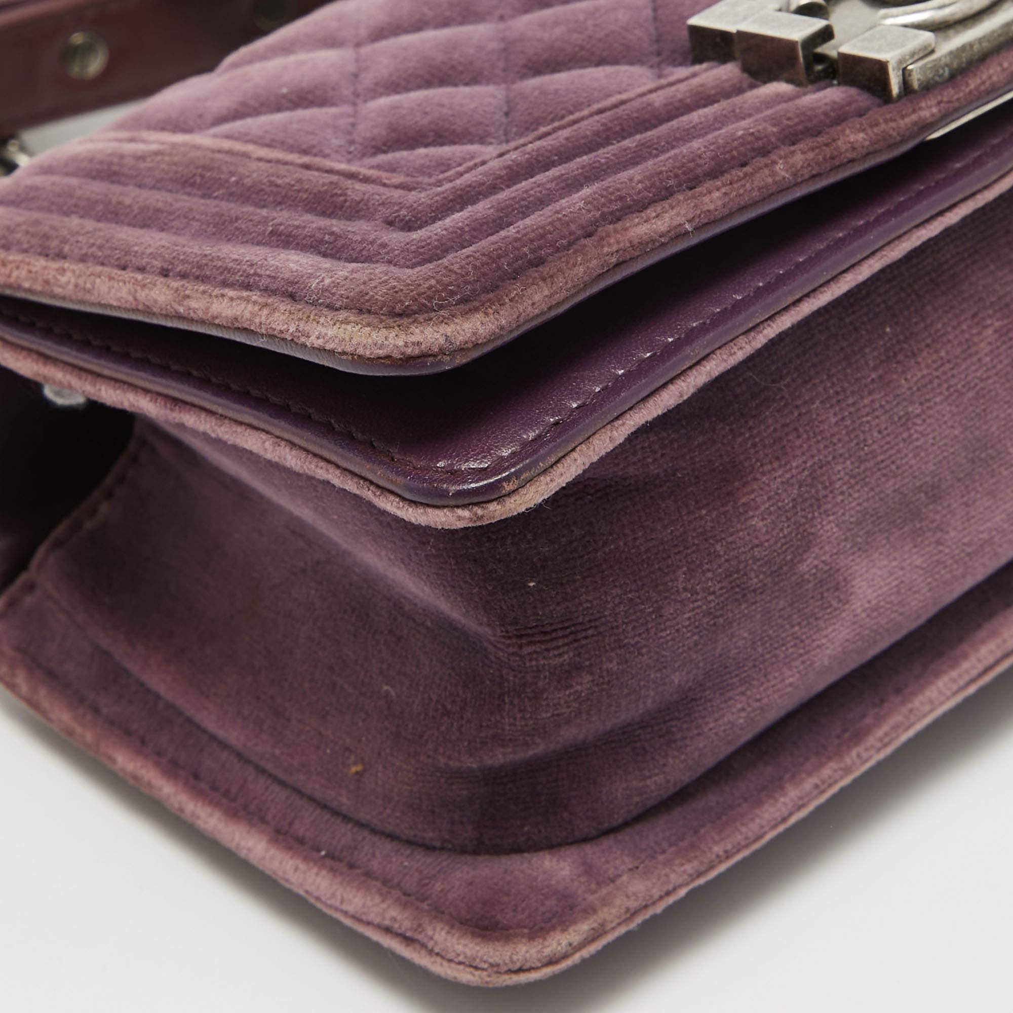 Chanel Purple Velvet Small Boy Bag 5