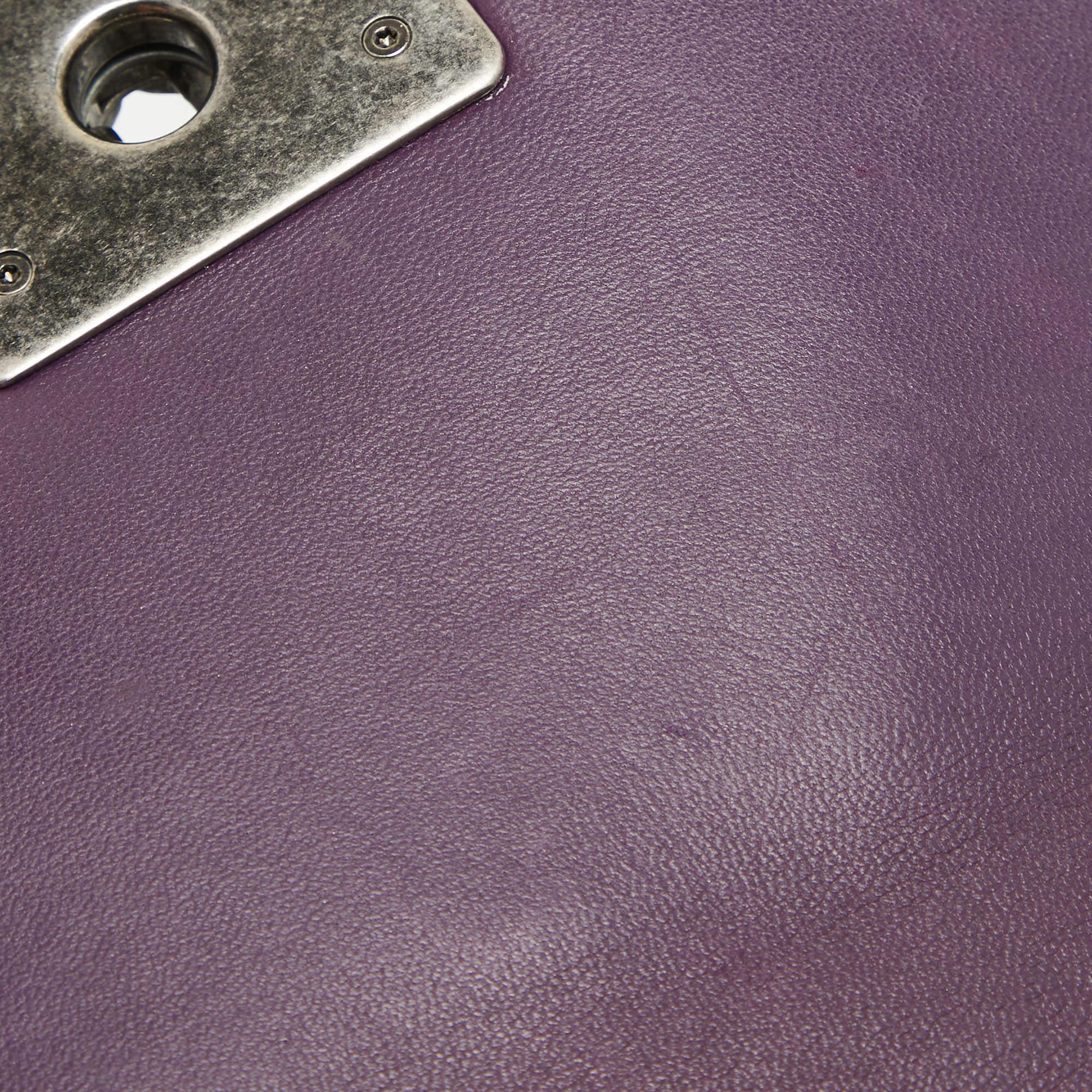 Chanel Purple Velvet Small Boy Bag For Sale 9