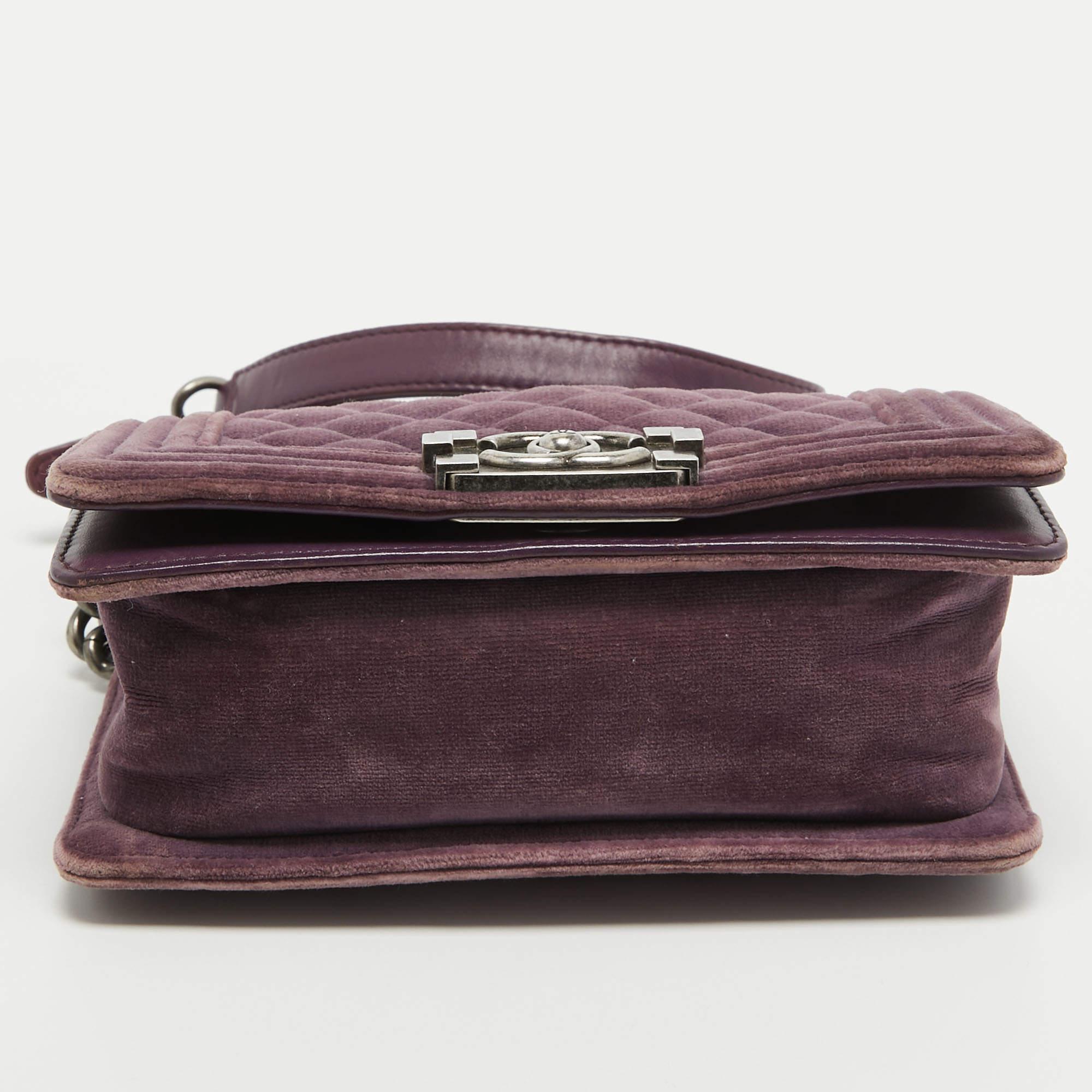 Chanel Purple Velvet Small Boy Bag For Sale 1