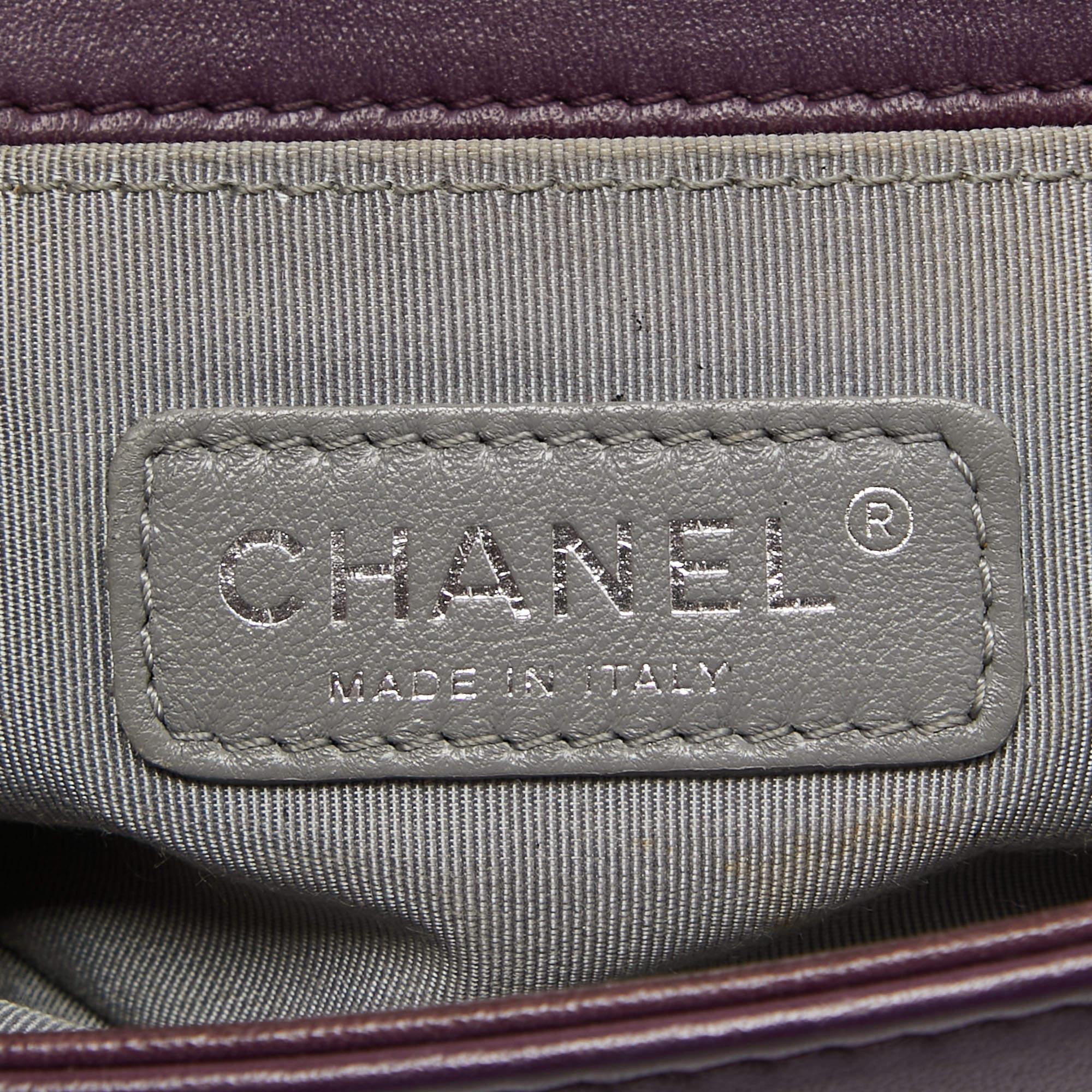 Chanel Purple Velvet Small Boy Bag For Sale 3