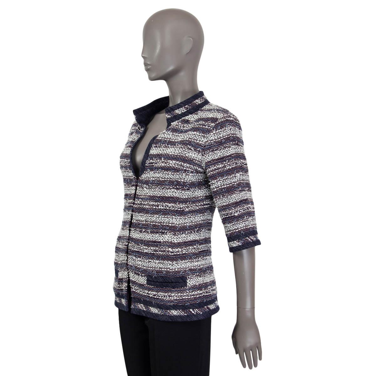 Women's CHANEL purple & white cotton 2013 TWEED Jacket 36 XS For Sale