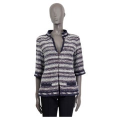 CHANEL Veste en coton violet et blanc 2013 TWEED Jacket 36 XS