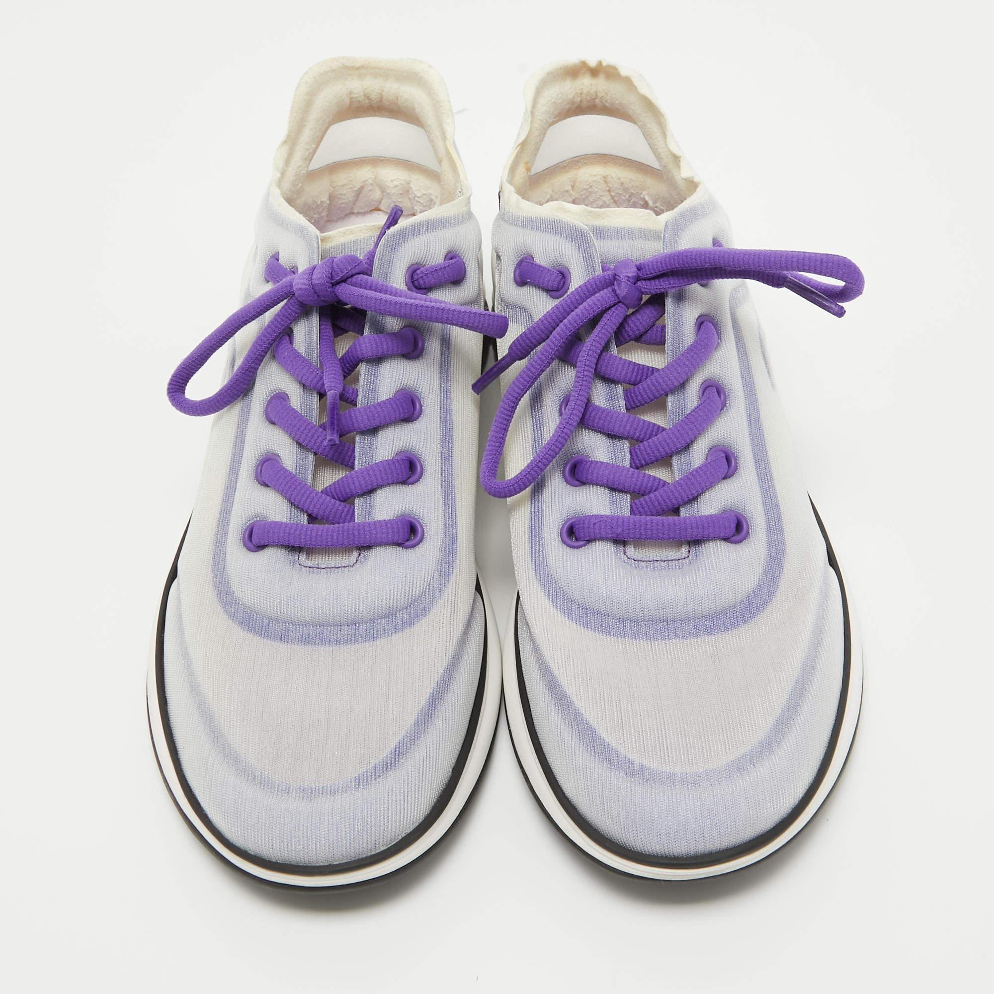 Chanel Purple/White Mesh Interlocking CC Logo Sneakers Size 40.5 For Sale 1