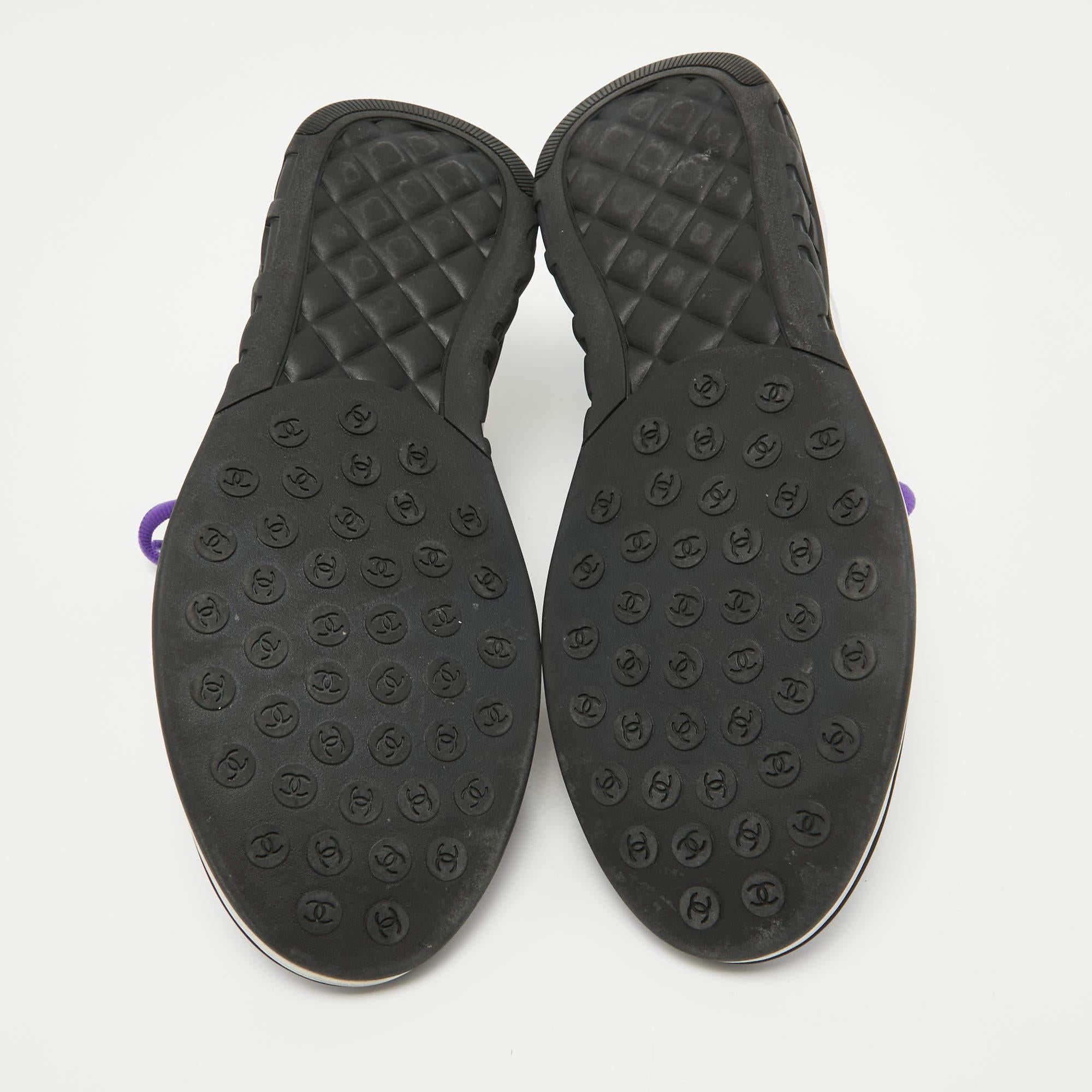 Chanel Purple/White Mesh Interlocking CC Logo Sneakers Size 40.5 2