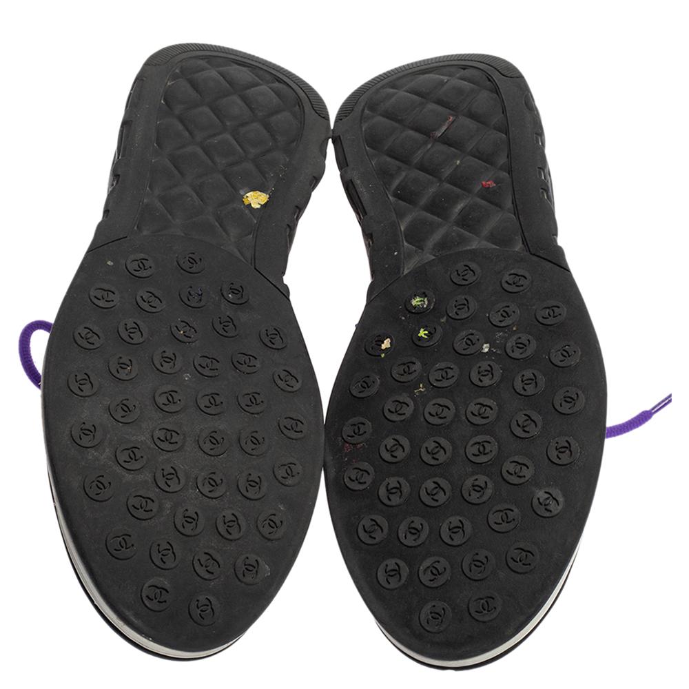 Gray Chanel Purple/White Mesh Low Top Sneaker Size 38
