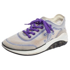 Chanel Purple/White Mesh Low Top Sneaker Size 38